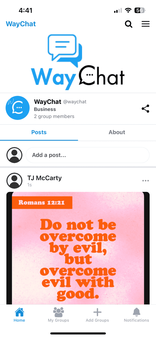 WayChat app on a phone